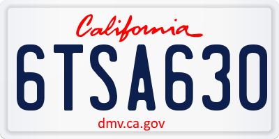 CA license plate 6TSA630