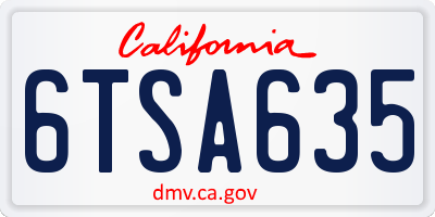 CA license plate 6TSA635