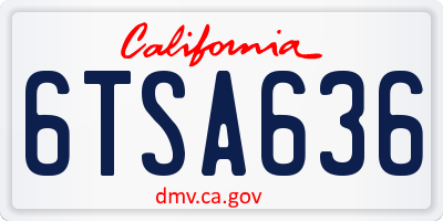 CA license plate 6TSA636