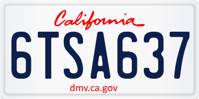 CA license plate 6TSA637