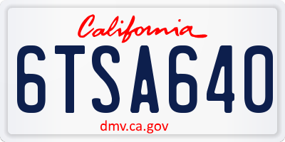 CA license plate 6TSA640