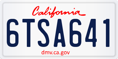 CA license plate 6TSA641