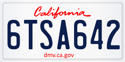 CA license plate 6TSA642