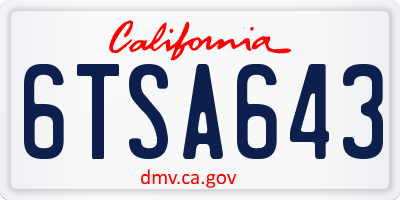 CA license plate 6TSA643