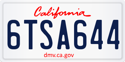 CA license plate 6TSA644