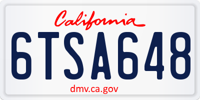 CA license plate 6TSA648