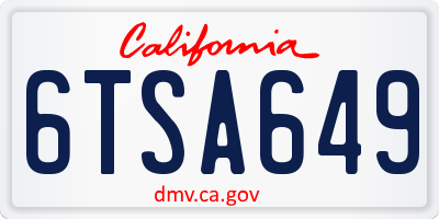 CA license plate 6TSA649