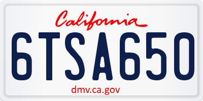 CA license plate 6TSA650