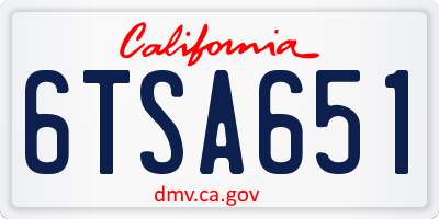 CA license plate 6TSA651