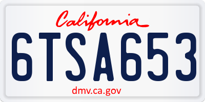 CA license plate 6TSA653