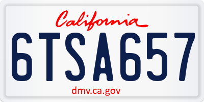 CA license plate 6TSA657