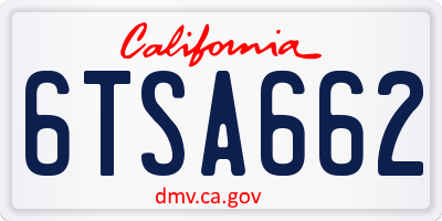 CA license plate 6TSA662