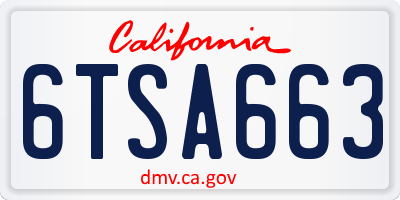 CA license plate 6TSA663