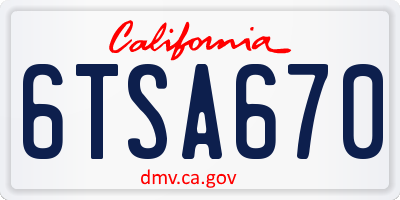 CA license plate 6TSA670