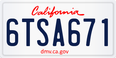 CA license plate 6TSA671