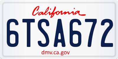 CA license plate 6TSA672