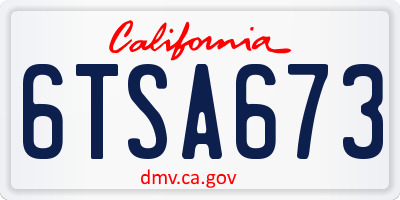 CA license plate 6TSA673