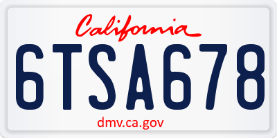 CA license plate 6TSA678