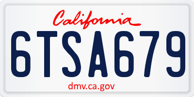 CA license plate 6TSA679
