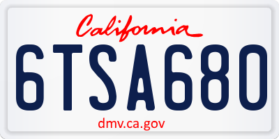 CA license plate 6TSA680