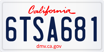 CA license plate 6TSA681