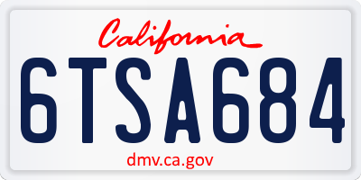 CA license plate 6TSA684