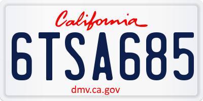 CA license plate 6TSA685