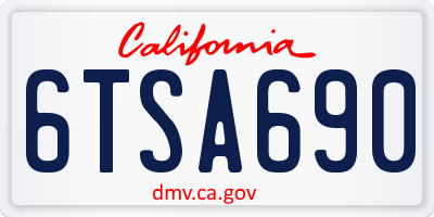 CA license plate 6TSA690