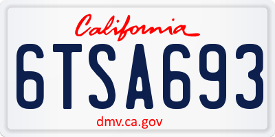CA license plate 6TSA693