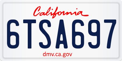 CA license plate 6TSA697