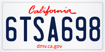 CA license plate 6TSA698