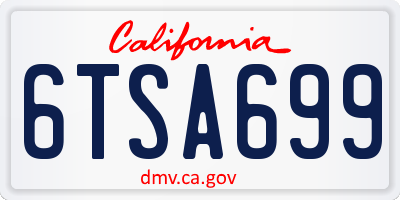 CA license plate 6TSA699