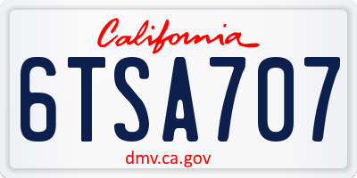 CA license plate 6TSA707