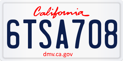 CA license plate 6TSA708