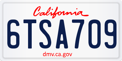 CA license plate 6TSA709
