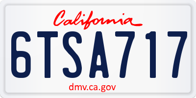 CA license plate 6TSA717