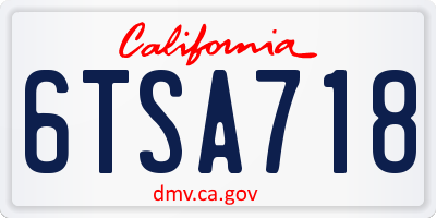 CA license plate 6TSA718