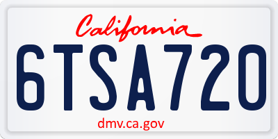 CA license plate 6TSA720