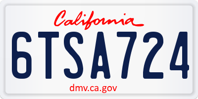 CA license plate 6TSA724