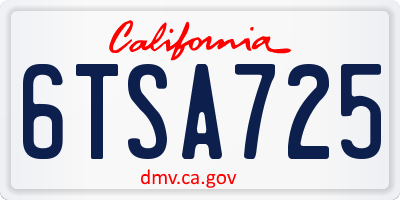 CA license plate 6TSA725