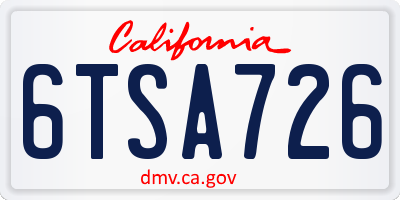 CA license plate 6TSA726