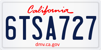 CA license plate 6TSA727
