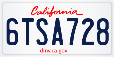 CA license plate 6TSA728