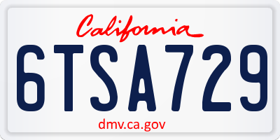 CA license plate 6TSA729