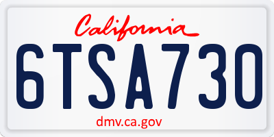 CA license plate 6TSA730