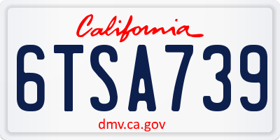 CA license plate 6TSA739