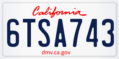 CA license plate 6TSA743