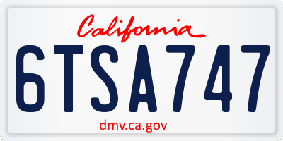CA license plate 6TSA747