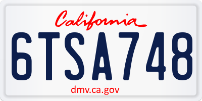 CA license plate 6TSA748