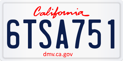 CA license plate 6TSA751